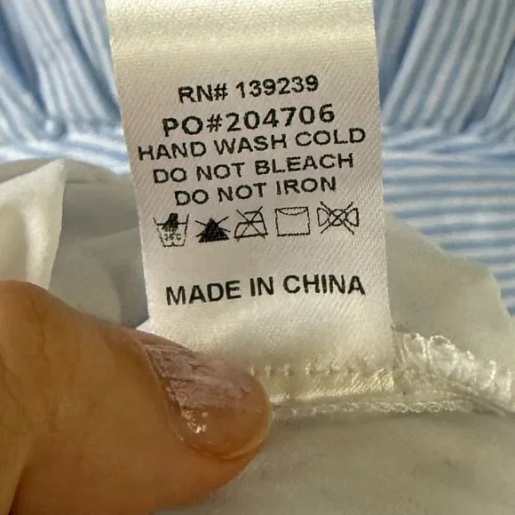 DO+BE Sailor Tie Front  White and Blue Stripped Midi Dress M NWT - Picture 10 of 13